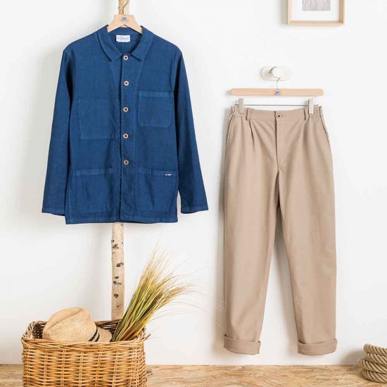 Ankle-length pants with turn-up of lux stretch cotton gabardine