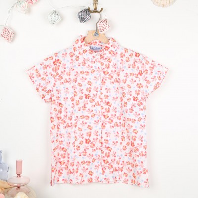 Melbourne, short-sleeved pink blouse in 100% cotton