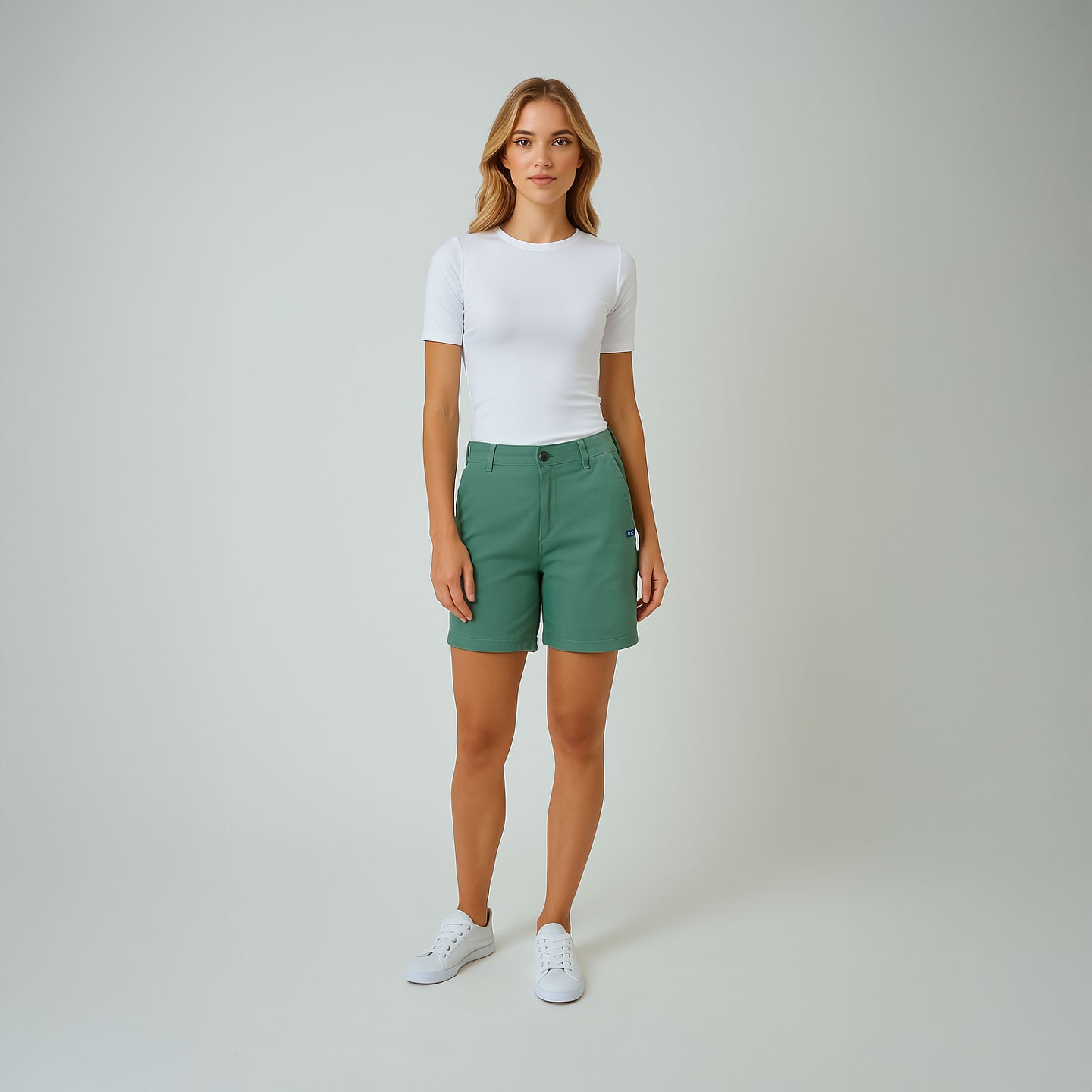 Barre, Bermuda en toile stretch romarin